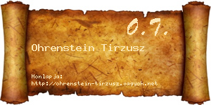 Ohrenstein Tirzusz névjegykártya